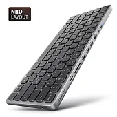 AXAGON Klawiatura HMC-KB-NRD USB-C 5Gbps z wieloportowy hub 9in1, SD/microSD, 3x USB-A, HDMI 4K/60Hz, PD 100W, Audio, Nordic layout, 60cm USB-C kabel
