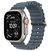 Apple Watch Ultra 3 GPS + Cellular Koperta 49 mm z tytanu w kolorze naturalnym Pasek Ocean w kolorze marynarskiego granatu