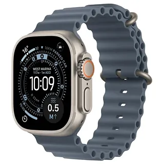 Apple Watch Ultra 3 GPS + Cellular Koperta 49 mm z tytanu w kolorze naturalnym Pasek Ocean w kolorze marynarskiego granatu