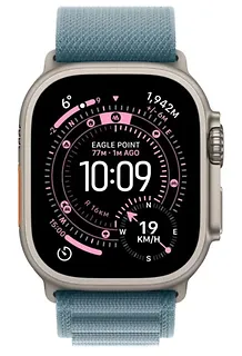 Apple Watch Ultra 3 GPS + Cellular koperta 49 mm z tytanu w kolorze naturalnym, opaska Alpine w kolorze jasnoniebieskim - rozmiar M