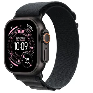Apple Watch Ultra 3 GPS + Cellular, koperta 49 mm z tytanu w kolorze czarnym, opaska Alpine w kolorze czarnym - rozmiar M