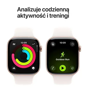 Apple Watch Series 11 GPS, koperta 46 mm z aluminium w kolorze różowego złota, pasek sportowy w kolorze łagodnego różu - rozmiar S/M