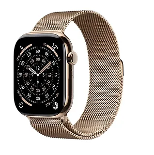 Apple Watch Series 11 GPS + Cellular, koperta 42 mm z tytanu w kolorze złotym, bransoleta mediolańska w kolorze złotym