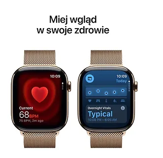Apple Watch Series 11 GPS + Cellular, koperta 42 mm z tytanu w kolorze złotym, bransoleta mediolańska w kolorze złotym