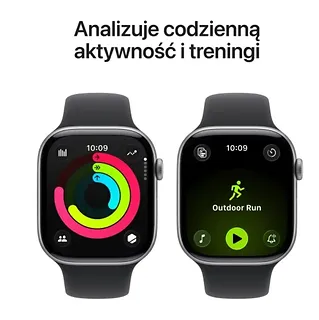 Apple Watch Series 11 GPS+Cellular koperta 46 mm z aluminium w kolorze gwiezdnej szarości, pasek sportowy w kolorze czarnym - rozmiar S/M