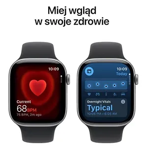 Apple Watch Series 11 GPS+Cellular koperta 46 mm z aluminium w kolorze gwiezdnej szarości, pasek sportowy w kolorze czarnym - rozmiar S/M