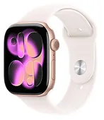 Apple Watch Series 11 GPS, koperta 42 mm z aluminium w kolorze różowego złota, pasek sportowy w kolorze łagodnego różu - rozmiar S/M