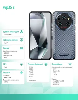 OUKITEL Smartfon WP35S 4G 6/256GB IP69K szary