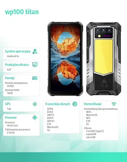 OUKITEL Smartfon WP100 Titan 5G 16/512GB IP69K czarny