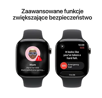 Apple Watch Series 11 GPS + Cellular, koperta 46 mm z tytanu w kolorze łupku, pasek sportowy w kolorze czarnym - rozmiar M/L