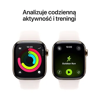 Apple Watch Series 11 GPS + Cellular koperta 46 mm z tytanu w kolorze złotym, pasek sportowy w kolorze łagodnego różu - rozmiar M/L
