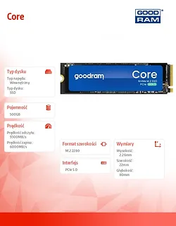 GOODRAM Dysk SSD Core  500GB      Gen5 2280 9300/6000MB/s