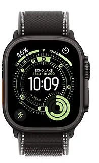 Apple Watch Ultra 3 GPS + Cellular koperta 49 mm z tytanu w kolorze czarnym, opaska Trail w kolorze czarnym/węgla drzewnego - rozmiar M/L