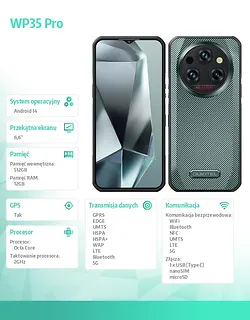 OUKITEL Smartfon WP35 Pro 5G 12/512GB IP69K Zielony
