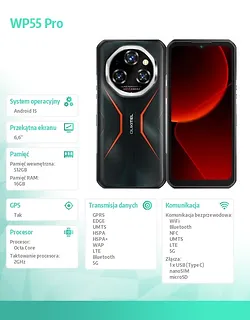 OUKITEL Smartfon WP55 Pro 5G 16/512GB IP69K Pomarańczowy