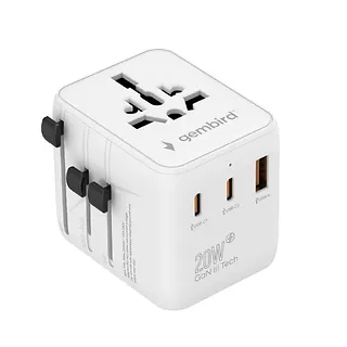 Gembird Adapter sieciowy Uniwersalny kostka 20W