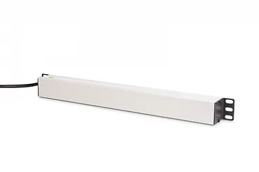 Digitus Listwa zasilająca PDU Rack 19" z zabezpieczeniem przeciążeniowym, 8 gniazd Schuko CEE 7/3 (45°), kabel 2m wtyk Unischuko, 16A, aluminiowa