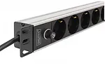 Digitus Listwa zasilająca PDU Rack 19" z bezpiecznikiem przeciążeniowym, 9 gniazd Schuko CEE 7/3 (45°), kabel 2m wtyk IEC C14, 10A, aluminiowa