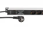 Digitus Listwa zasilająca PDU Rack (620mm) z zabezpieczeniem przeciwprzepięciowym + filtr EMI/RFI, 9 gniazd Schuko CEE 7/3 (45°), kabel 2m wtyk Unischuko CEE