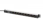 Digitus Listwa zasilająca PDU Rack (620mm) z zabezpieczeniem przeciwprzepięciowym + filtr EMI/RFI, 9 gniazd Schuko CEE 7/3 (45°), kabel 2m wtyk Unischuko CEE