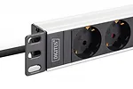 Digitus Listwa zasilająca PDU Rack 19", 9 gniazd Schuko CEE 7/3 (45°), kabel 2m wtyk IEC C20, 16A, aluminiowa