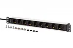Digitus Listwa zasilająca PDU Rack 19", 9 gniazd Schuko CEE 7/3 (45°), kabel 2m wtyk IEC C20, 16A, aluminiowa