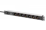 Digitus Listwa zasilająca PDU Rack 19" z zabezpieczeniem przeciwprzepięciowym + filtr EMI/RFI, 7 gniazd Schuko CEE 7/3, kabel 2m, wtyk Unischuko CEE 7/7, 16A,