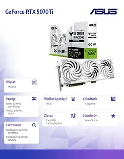 Asus Karta graficzna GeForce RTX 5070Ti TUF GAMING OC WHITE BTF GDDR7 256bit