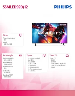 Philips Telewizor 55 cali MINI LED 55MLED920/12