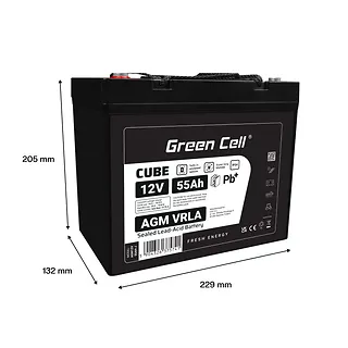 Green Cell Akumulator AGM VRLA 12V 55Ah IP54