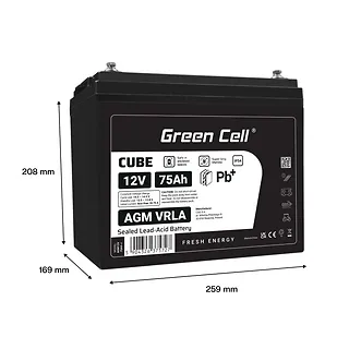 Green Cell Akumulator AGM VRLA 12V 75Ah IP54