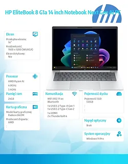 HP Inc. Notebook EliteBook 8 G1a Ryzen AI 5 PRO 340  512GB/24GB/W11P/14.0  C51H2ET