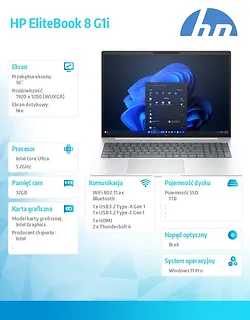HP Inc. Notebook EliteBook 8 G1i U7-255U 1TB/32GB/W11P/16cali   C51LYET