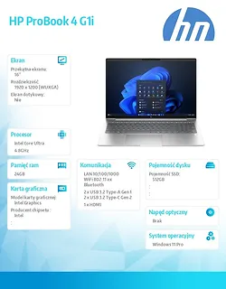 HP Inc. Notebook ProBook 4 G1i U5-225U 512GB/24GB/W11P/16cali  C51M1ET