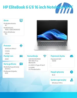 HP Inc. Notebook EliteBook 6 G1i  U7-265U 512GB/24GB/W11P/16.0   C51GRET