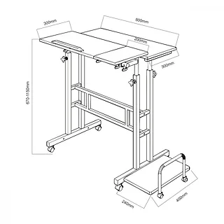 Maclean Mobilne biurko regulowane MC-124 B max 50kg, regulacja wysokości 67-115 cm, blat 80x60 cm