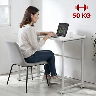 Maclean Biurko, stolik z kółkami MC-1250W 100x50 cm blat, max 50kg Białe