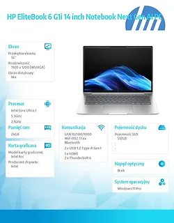 HP Inc. Notebook EliteBook 6 G1i U7-265U 512GB/24GB/W11P/14.0   C51GGET