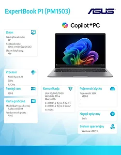 Asus Notebook ExpertBook P3 PM3406CKA-NZ0142X Ryzen AI 350 16GB/512GB/Win11Pro/3Y