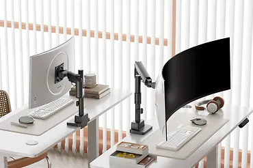 Digitus Ramię biurkowe pojedyncze z zaciskiem i sprężyną gazową 1x LCD max. 57" 27kg, VESA: 75x75, 100x100, czarne