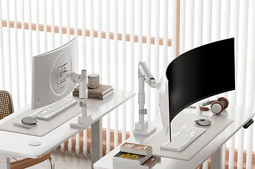 Digitus Ramię biurkowe pojedyncze z zaciskiem i sprężyną gazową 1x LCD max. 57" 27kg, VESA: 75x75, 100x100, białe