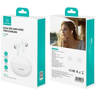 USAMS SĹuchawki bluetooth TWS E02 ANC+ENC white