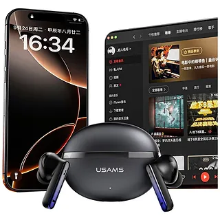 USAMS SĹuchawki bluetooth TWS E02 ANC+ENC czarne