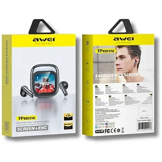 AWEI SĹuchawki bluetooth ENC TP100 5.4 TWS LCD czarne