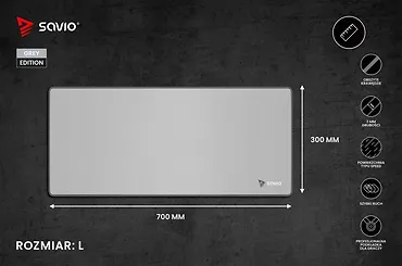 Podkładka 700 x 300 x 3 mm Turbo Dynamic Grey Edition L SAVIO