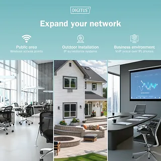 Digitus Zasilacz/Adapter PoE+ 802.3at aktywny max. 55V 30W 10/100/1000Mbps, transmisja do 100m