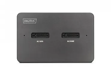 Digitus Stacja dokująca USB-C 3.2 Gen2 dla dysków SSD M.2 Duo NVMe oraz SATA (max. 2x 4 TB) z czytnikiem kart SD-Express 7.1 (max. 2 TB), czarna