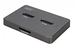 Digitus Stacja dokująca USB-C 3.2 Gen2 dla dysków SSD M.2 Duo NVMe oraz SATA (max. 2x 4 TB) z czytnikiem kart SD-Express 7.1 (max. 2 TB), czarna