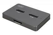 Digitus Stacja dokująca USB-C 3.2 Gen2 dla dysków SSD M.2 Duo NVMe oraz SATA (max. 2x 4 TB) z czytnikiem kart SD-Express 7.1 (max. 2 TB), czarna