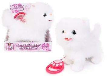 Artyk Maskotka interaktywna Kot chodzący na smyczy biały